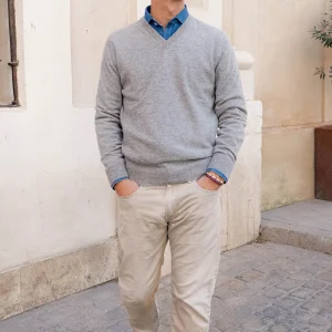 JERSEY DE CASHMERE GRIS PERLA