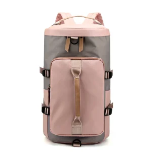 Mochila Impermeable-Multifuncional, Rosa-Gris K143